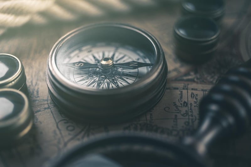 Old map and sextant
